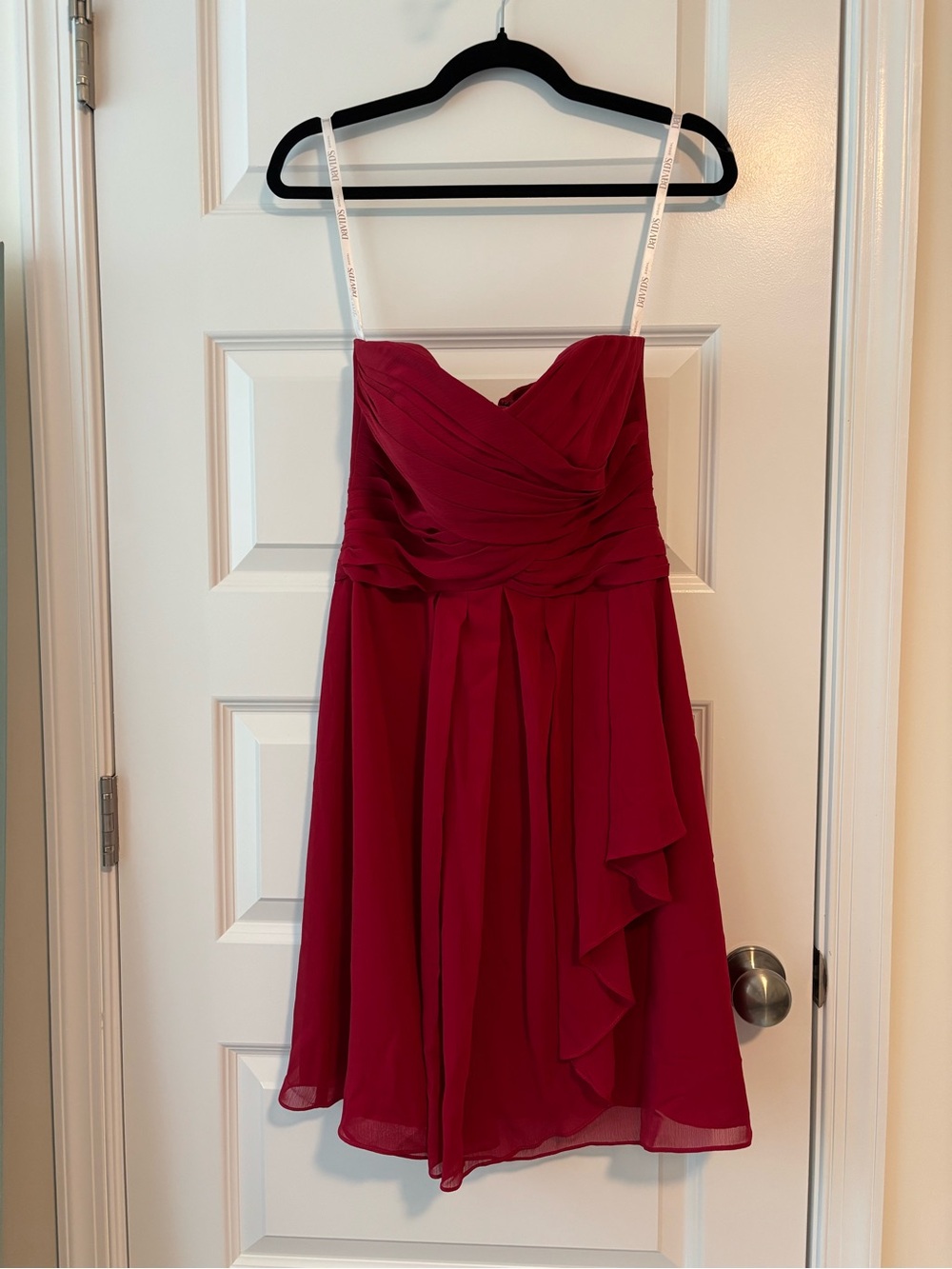 David's Bridal Elegant Strapless Red Apple Chiffon Dress 4 NWT